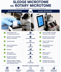 sledge microtome vs rotary microtome infographic comparison